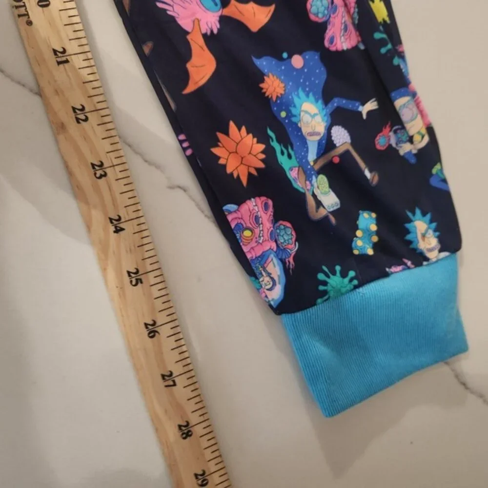 Rick‎ and Morty Sleep Pants Small Mens Pajamas Blue Print Elastic Waist